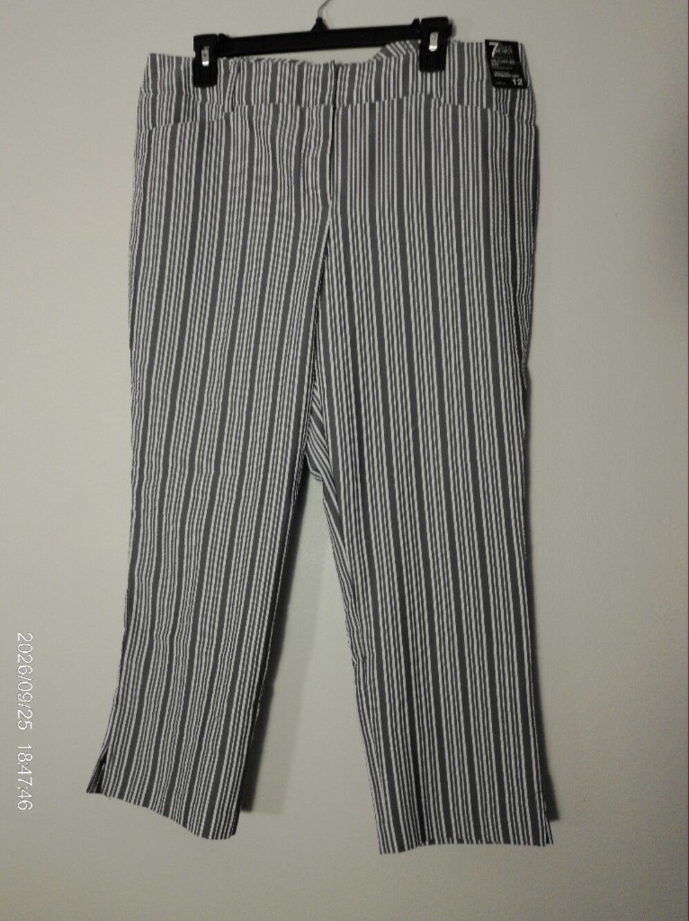 New York & Company Black and White Striped Cropped Pants